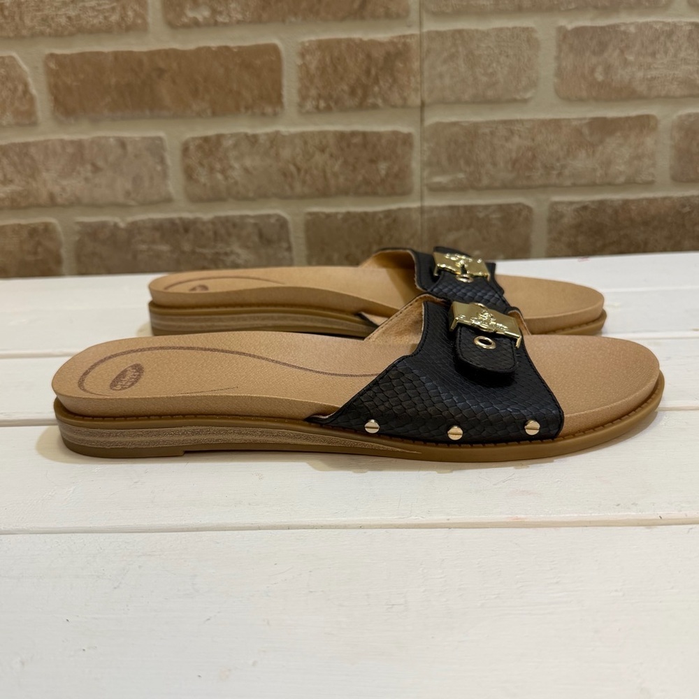 Dr. Scholl's Originalist Black Adjustable Strap Slide Sandals Size 9